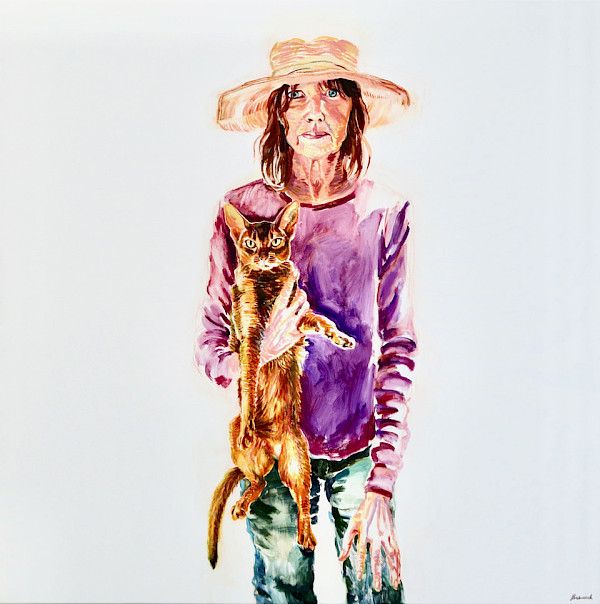 The Artist and Her Cat (Self-Portrait)